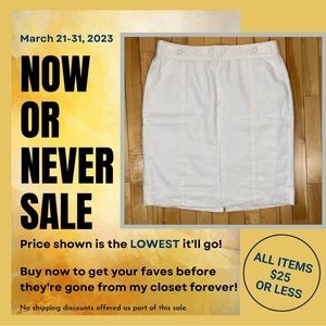 BANANA REPUBLIC White Linen Pencil Skirt, 12